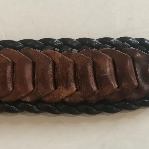 Leather belt. Brown and black. Woven braided western cowboy Size M - Picture 5 of 10